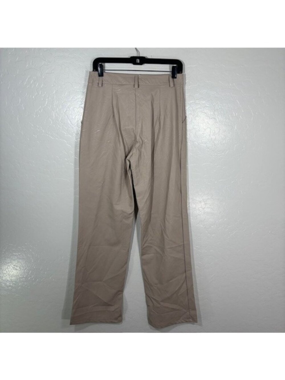 Venti6 Pants Womens Large Faux Leather Wide Leg Work High Waisted NEW